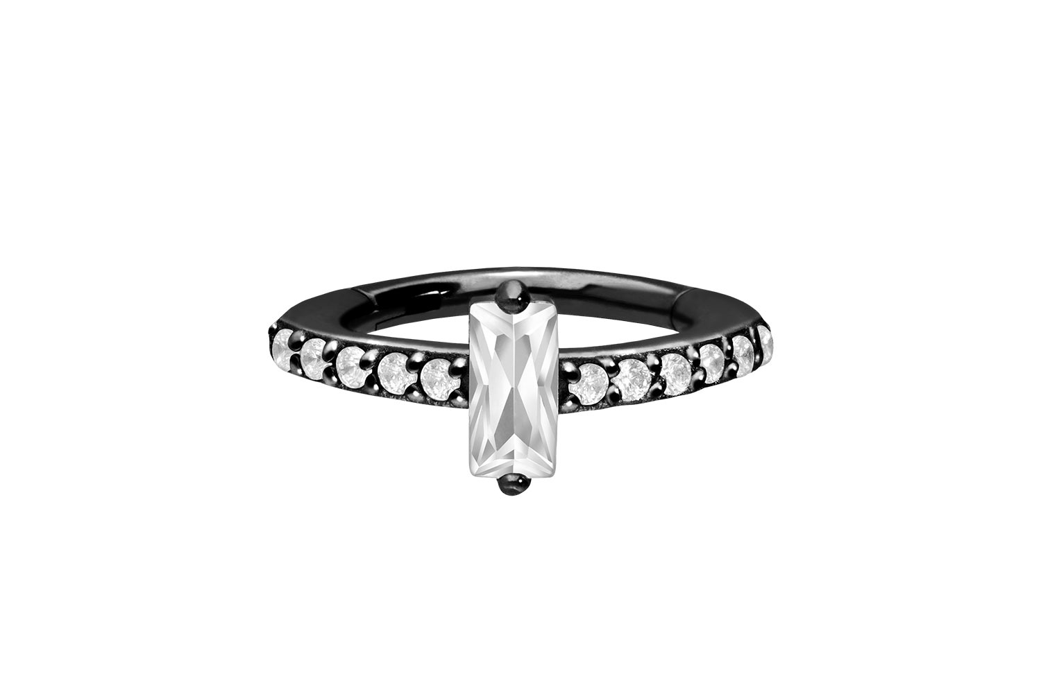 Chirurgenstahl Segmentring Clicker Piercing KRISTALLRECHTECK + EINGEFASSTE KRISTALLE